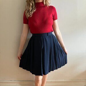 Vintage Anne Klein Navy Pleated Shorts High Rise Sz 12 French Girl Style